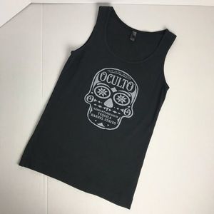 Oculto Beer Tank Top Sugar Skull Skeleton Black